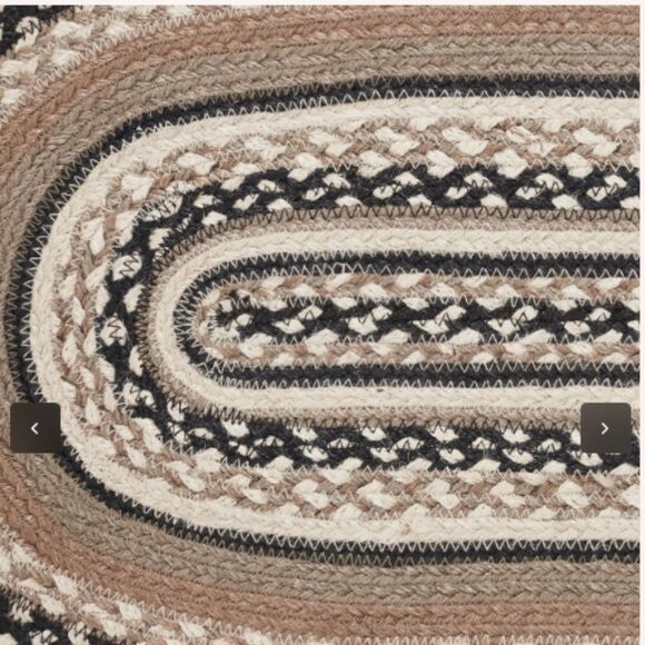 Farmhouse Jute Braided Oval Table Runner Tan Black Cream Country Cottagecore - Picture 2 of 2